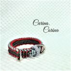 [公式]パラコード＃71No96マクラメ編みグレーと赤とまだらの犬用首輪