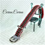 [公式]パラコード＃71No96マクラメ編みグレーと赤とまだらの犬用首輪