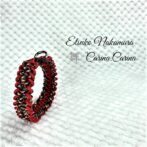 [キット]パラコード＃48No69 マクラメ編み赤まだらと赤の犬猫首輪