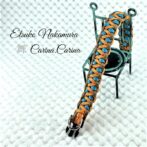 「キット]パラコード#49No70 マクラメ編みオレンジとブルーの犬猫首輪