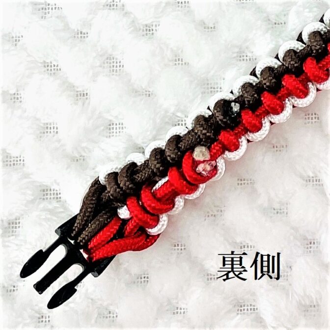 [キット]パラコード#56No81マクラメ編み 赤白茶の小型、中型犬首輪