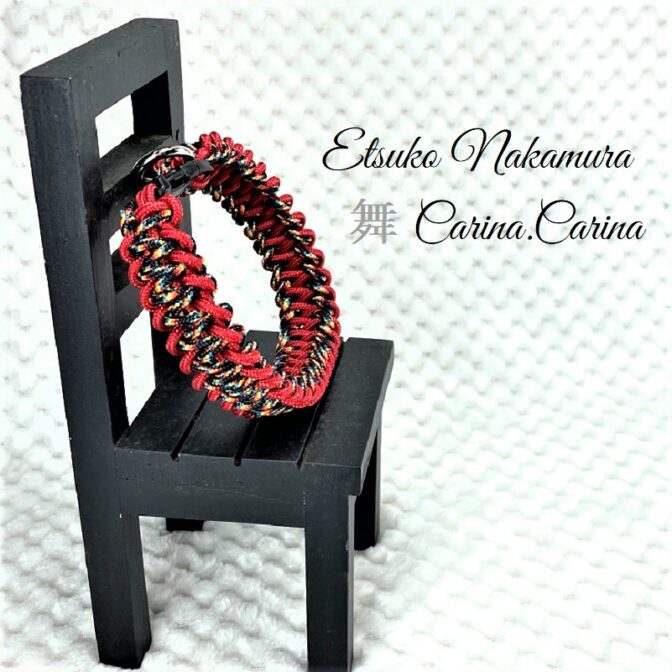 [キット]パラコード＃48No69 マクラメ編み赤まだらと赤の犬猫首輪