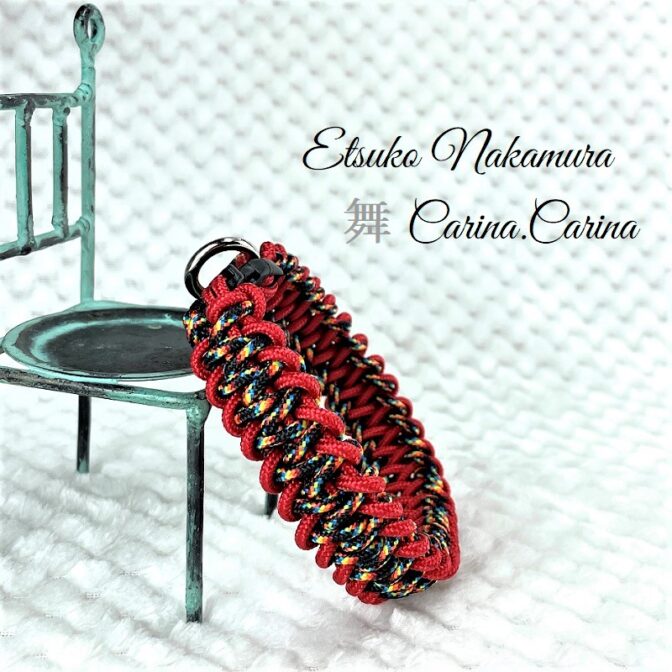 [キット]パラコード＃48No69 マクラメ編み赤まだらと赤の犬猫首輪