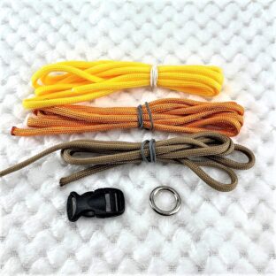 [キット]パラコード＃41No59マクラメ編みネオオレンジとハニーイエローと茶の犬首輪