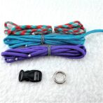 [キット]パラコード＃42No60マクラメ編み ターコイズブルーと紫＆赤まだら色の犬首輪