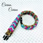 [キット]パラコード＃53No76マクラメ編み 茶グレーローズターコイズブルーの犬首輪