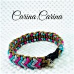 [キット]パラコード＃53No76マクラメ編み 茶グレーローズターコイズブルーの犬首輪