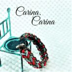 [キット]パラコード#54No77マクラメ編み 濃茶グレー赤まだらの小型、中型犬首輪