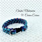 [キット]パラコード＃42No60マクラメ編み ターコイズブルーと紫＆赤まだら色の犬首輪