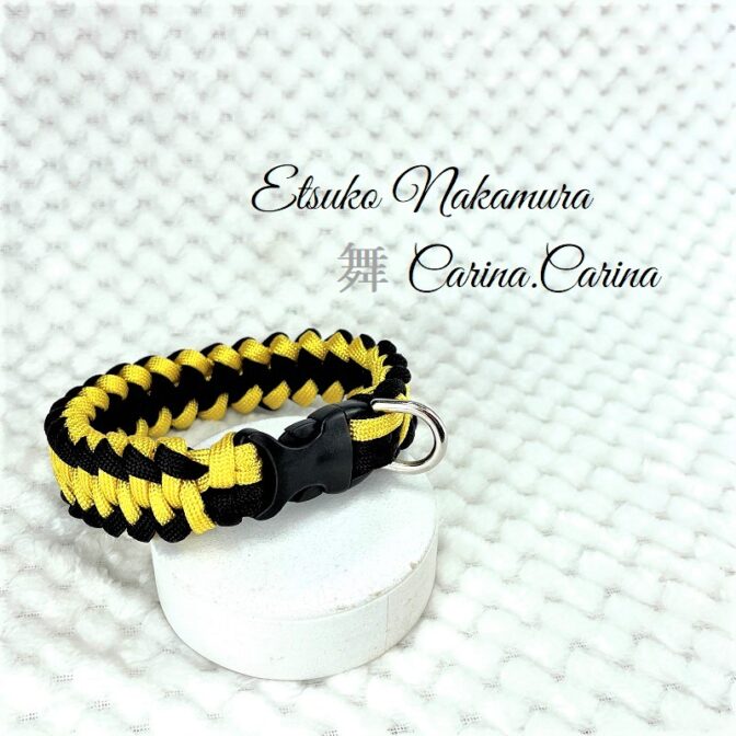[キット]パラコード＃47No68マクラメ編み イエローとブラックの犬首輪