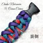 [キット]パラコード＃42No60マクラメ編み ターコイズブルーと紫＆赤まだら色の犬首輪