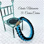 [キット]パラコード＃45No63マクラメ編み ターコイズブルーと黒色の犬猫首輪