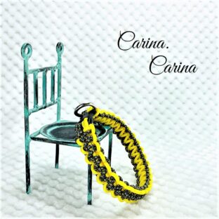 [公式]パラコード＃73No98マクラメ編みイエローとまだらの犬用首輪