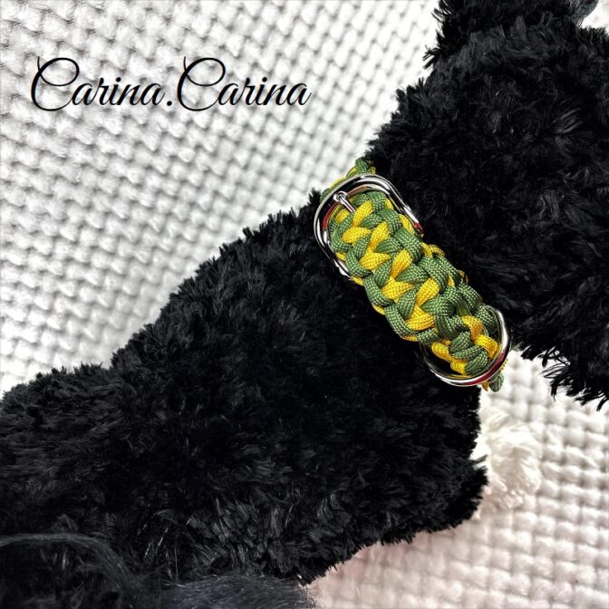 [公式]パラコード＃74No99マクラメ編みイエローとグリーンの犬首輪