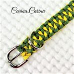 [公式]パラコード＃74No99マクラメ編みイエローとグリーンの犬首輪