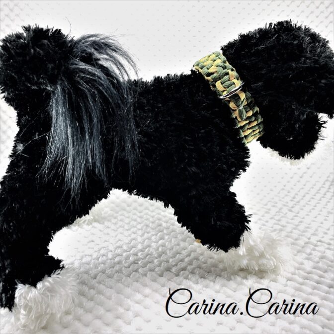 [公式]パラコード＃74No99マクラメ編みイエローとグリーンの犬首輪