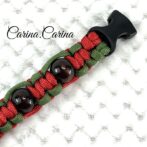 [公式]パラコード＃75No100マクラメ編みルビー・グリーン・丸玉入の犬首輪