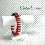 [公式]パラコード#77No102マクラメ編みルビーレッドと白の大、中型犬用首輪