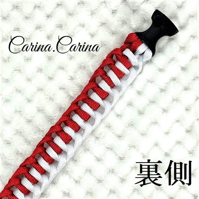 [公式]パラコード#77No102マクラメ編みルビーレッドと白の大、中型犬用首輪