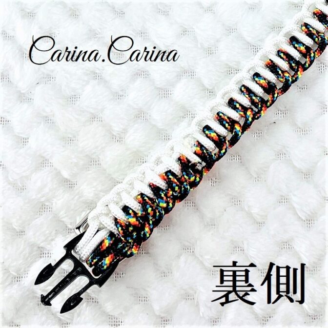 [公式]パラコード＃78No103マクラメ編み白と赤黒まだらの犬猫用首輪