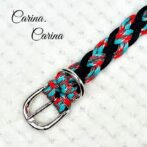 [公式]パラコード#79No104マクラメ編みネイビーとターコイズ＆レッドの中、小型犬用首輪