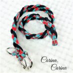 [公式]パラコード#79No104マクラメ編みネイビーとターコイズ＆レッドの中、小型犬用首輪