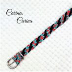 [公式]パラコード#79No104マクラメ編みネイビーとターコイズ＆レッドの中、小型犬用首輪