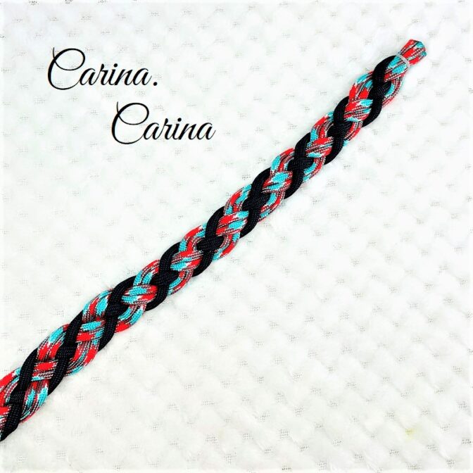 [公式]パラコード#79No104マクラメ編みネイビーとターコイズ＆レッドの中、小型犬用首輪