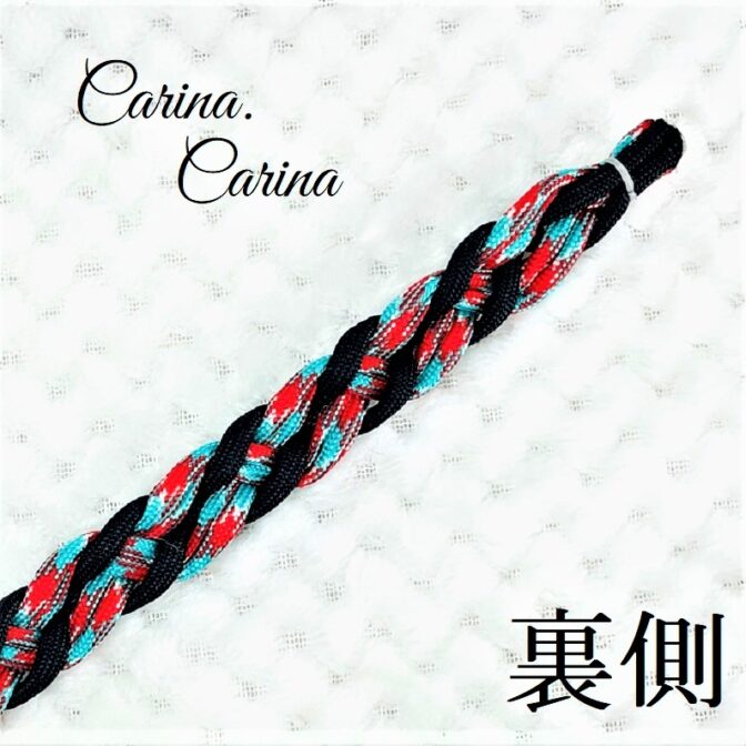 [公式]パラコード#79No104マクラメ編みネイビーとターコイズ＆レッドの中、小型犬用首輪