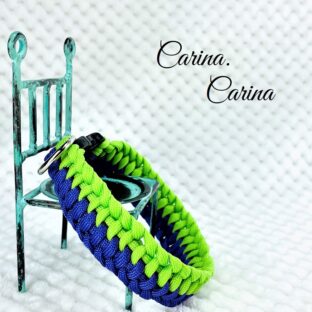 [公式]パラコード#81No107マクラメ編みグリーンとブルーの大、中、小型犬用首輪