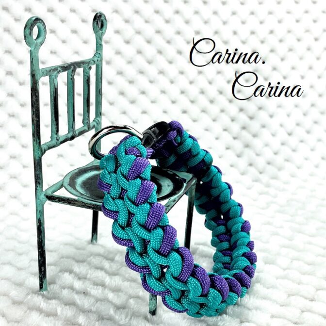 [公式]パラコード#85No111マクラメ編み紫とブルーの大、中、小型犬用首輪