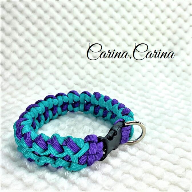 [公式]パラコード#85No111マクラメ編み紫とブルーの大、中、小型犬用首輪