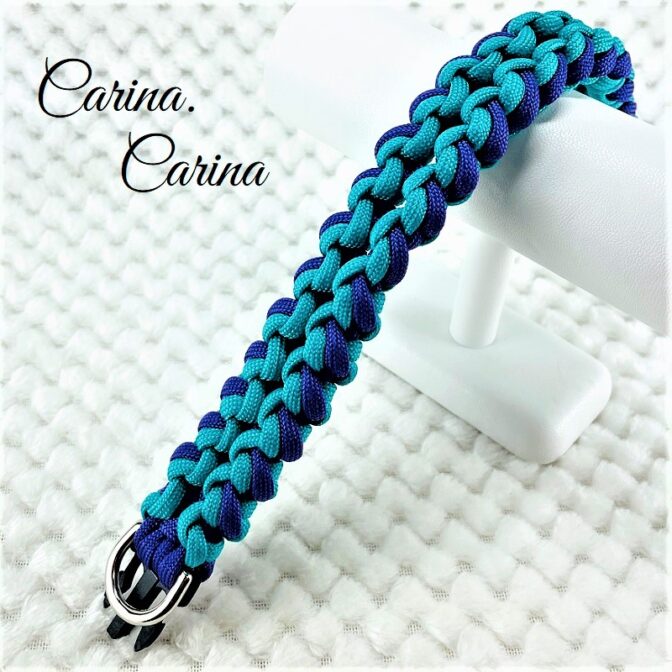 [公式]パラコード#85No111マクラメ編み紫とブルーの大、中、小型犬用首輪