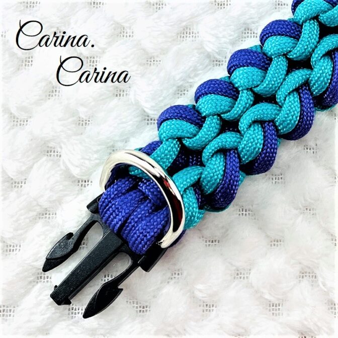 [公式]パラコード#85No111マクラメ編み紫とブルーの大、中、小型犬用首輪