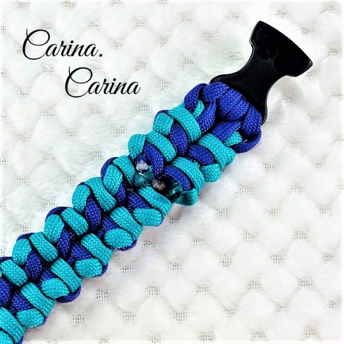 [公式]パラコード#85No111マクラメ編み紫とブルーの大、中、小型犬用首輪