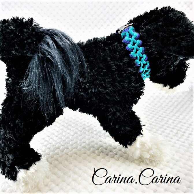 [公式]パラコード#85No111マクラメ編み紫とブルーの大、中、小型犬用首輪