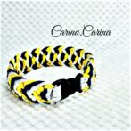 [公式]パラコード#86No112マクラメ編み黄色、白、青の大、中、小型犬用首輪