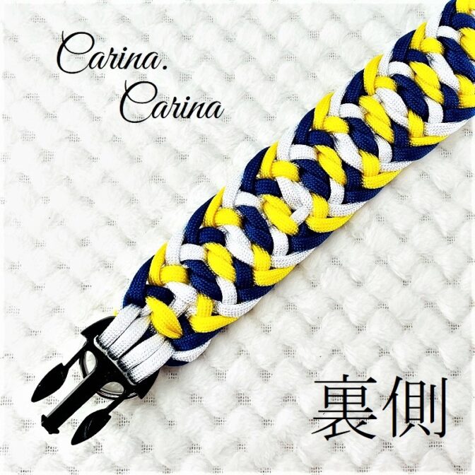 [公式]パラコード#86No112マクラメ編み黄色、白、青の大、中、小型犬用首輪