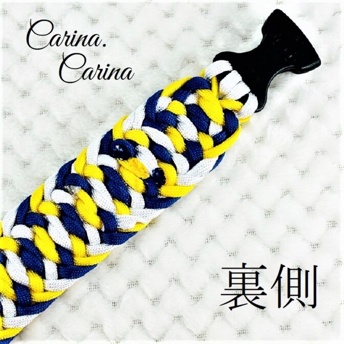 [公式]パラコード#86No112マクラメ編み黄色、白、青の大、中、小型犬用首輪