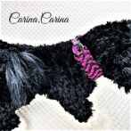 [公式]パラコード#89No115マクラメ編みローズとブラックの大、中型犬用首輪