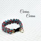 [公式]パラコード#91No117マクラメ編み茶とターコイズレッドの大、中、小型犬用首