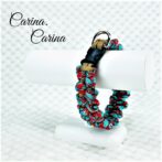 [公式]パラコード#91No117マクラメ編み茶とターコイズレッドの大、中、小型犬用首