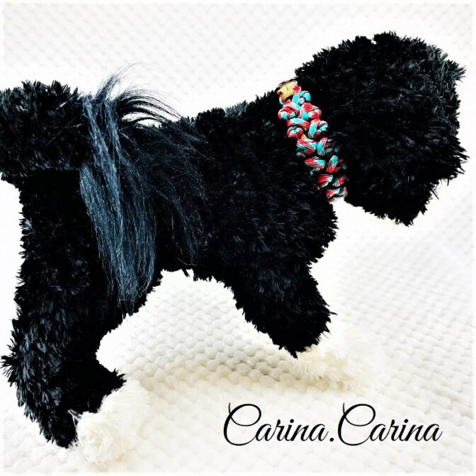 [公式]パラコード#91No117マクラメ編み茶とターコイズレッドの大、中、小型犬用首