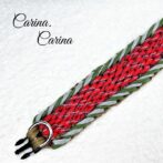 「公式]パラコード#93No119マクラメ編みグレー緑赤の大、中型犬用首輪