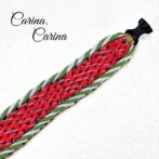 「公式]パラコード#93No119マクラメ編みグレー緑赤の大、中型犬用首輪