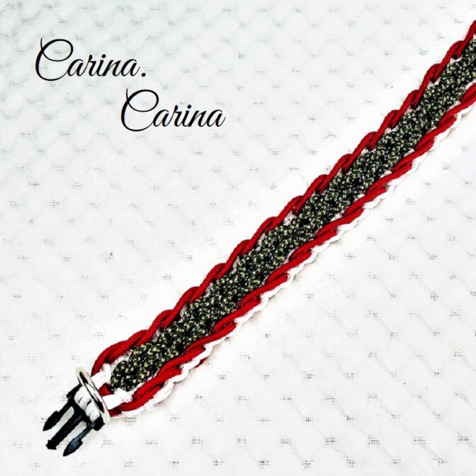 [公式]パラコード＃94No121マクラメ編み細ロープ赤白まだら色の大、中、小犬首輪