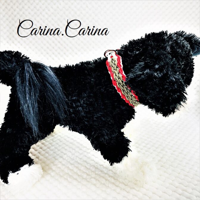 [公式]パラコード＃94No121マクラメ編み細ロープ赤白まだら色の大、中、小犬首輪