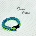 「公式]パラコード#95No124マクラメ編みブルーとグリーンの大、中型犬用首輪