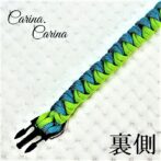 「公式]パラコード#95No124マクラメ編みブルーとグリーンの大、中型犬用首輪