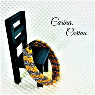 [公式]パラコード#97No126オレンジと白黒まだらの大、中型犬用首輪